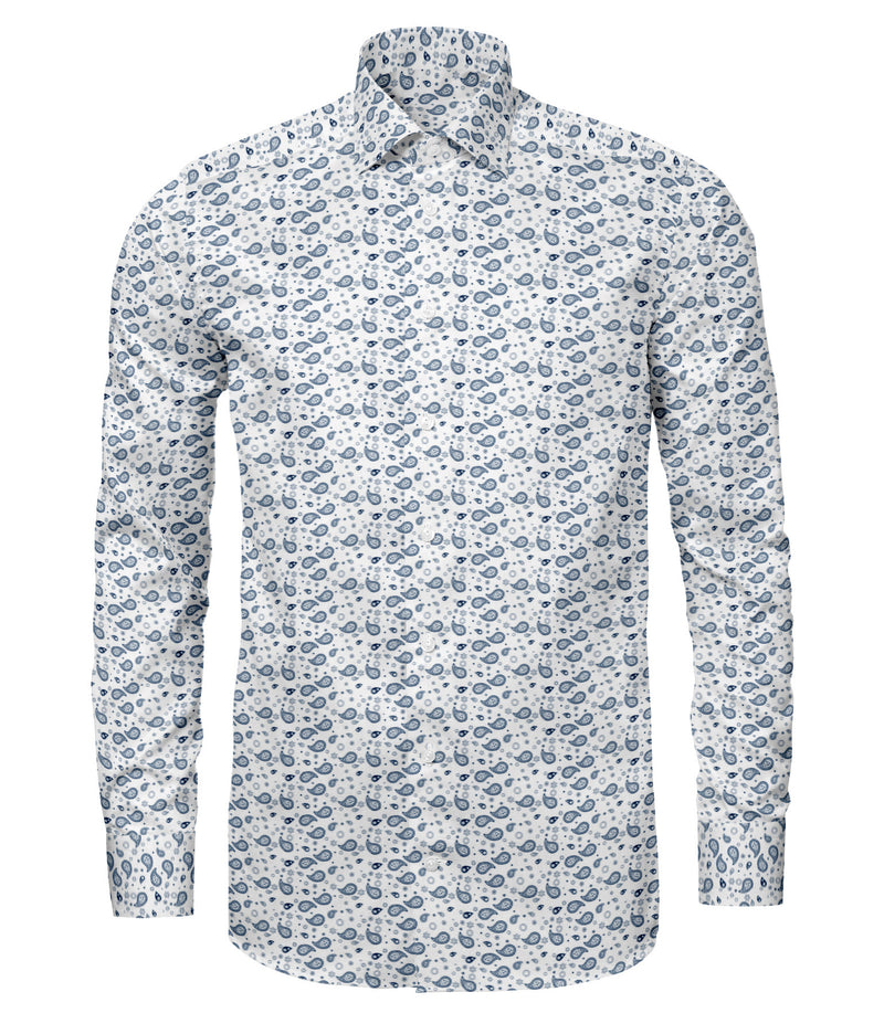 Image of a Blue & White Poplin Prints Giza Cotton Shirting Fabric