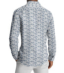 Image of a Blue & White Poplin Prints Giza Cotton Shirting Fabric