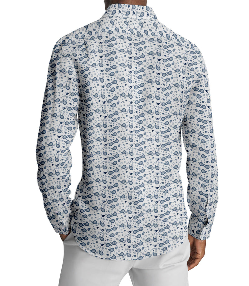 Image of a Blue & White Poplin Prints Giza Cotton Shirting Fabric