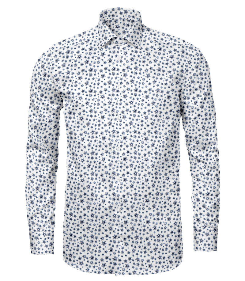 Image of a Blue & White Poplin Prints Giza Cotton Shirting Fabric