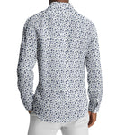 Image of a Blue & White Poplin Prints Giza Cotton Shirting Fabric