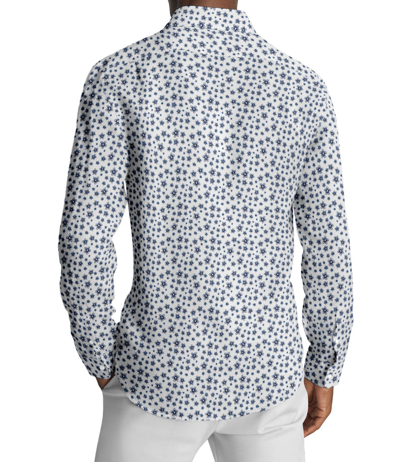 Image of a Blue & White Poplin Prints Giza Cotton Shirting Fabric
