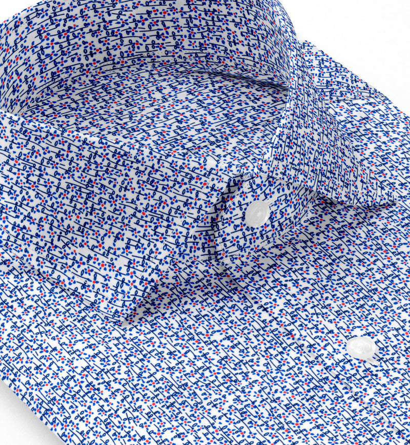 Image of a Blue & White Poplin Prints Giza Cotton Shirting Fabric