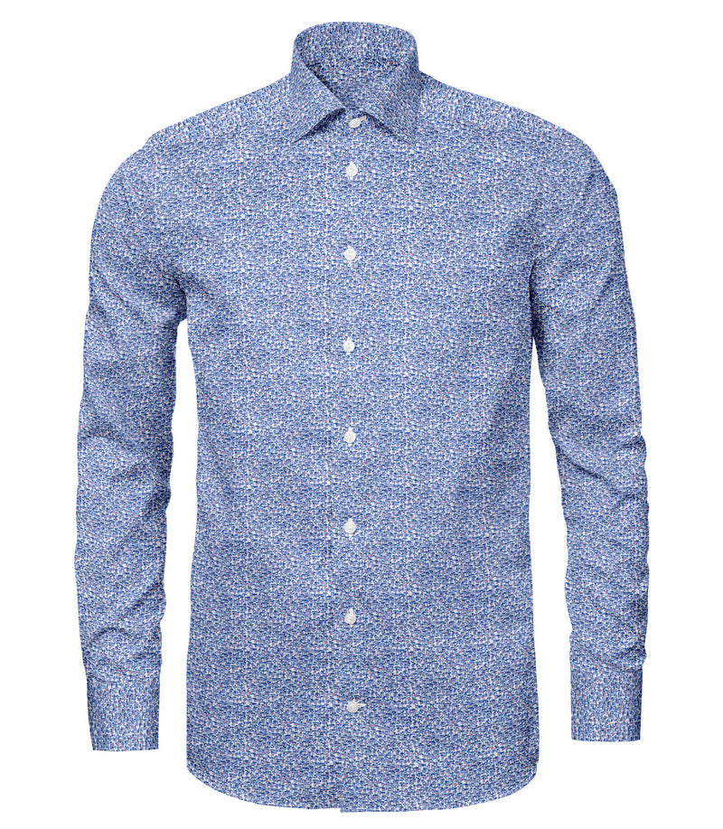 Image of a Blue & White Poplin Prints Giza Cotton Shirting Fabric