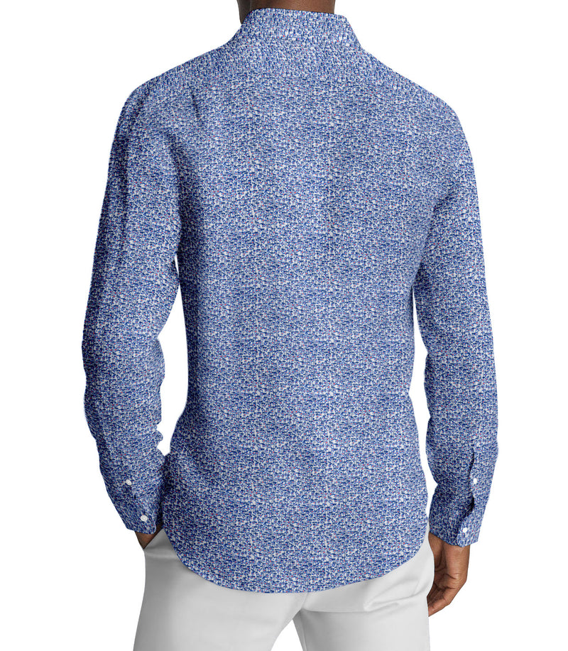 Image of a Blue & White Poplin Prints Giza Cotton Shirting Fabric