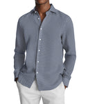 Image of a Blue & White Poplin Prints Giza Cotton Shirting Fabric