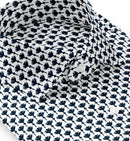 Image of a Blue & White Poplin Prints Giza Cotton Shirting Fabric