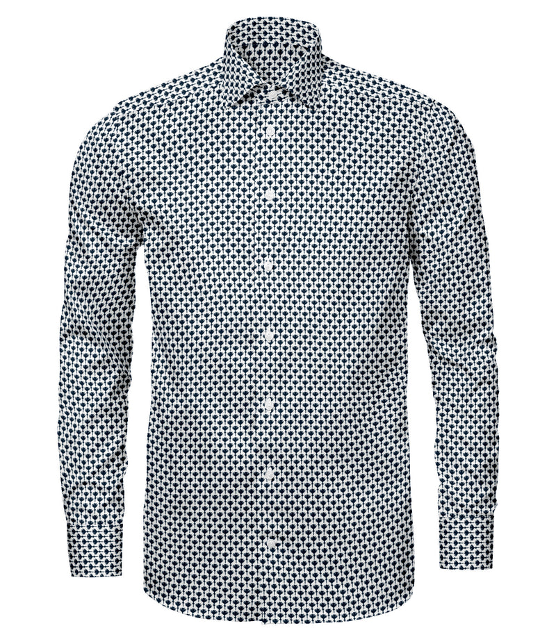 Image of a Blue & White Poplin Prints Giza Cotton Shirting Fabric