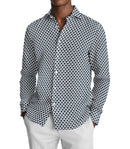 Image of a Blue & White Poplin Prints Giza Cotton Shirting Fabric