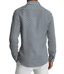 Image of a Blue & White Poplin Prints Giza Cotton Shirting Fabric