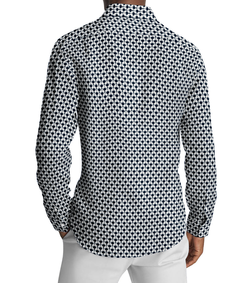 Image of a Blue & White Poplin Prints Giza Cotton Shirting Fabric