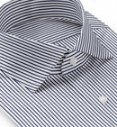 Image of a Blue & White Poplin Stripes Giza Cotton Shirting Fabric