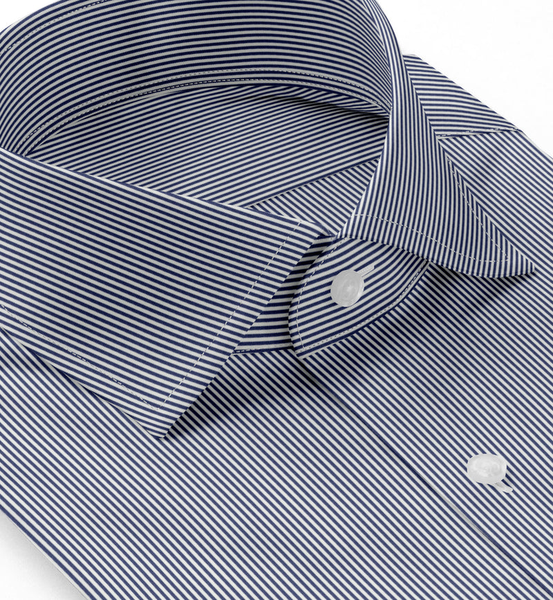 Image of a Blue & White Poplin Stripes Giza Cotton Shirting Fabric