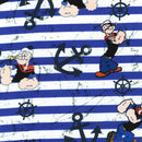 Image of a Blue & White Satin Prints Poly Viscose Lining Fabric