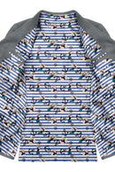 Image of a Blue & White Satin Prints Poly Viscose Lining Fabric