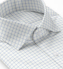 Image of a Blue & White Twill Checks Giza Cotton Shirting Fabric