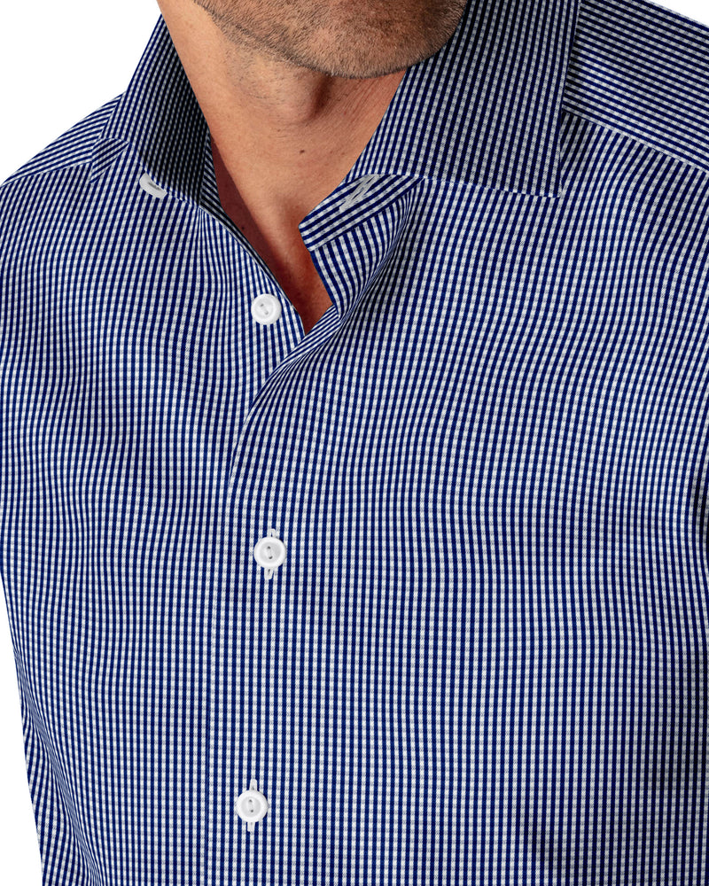 Image of a Blue & White Twill Checks Giza Cotton Shirting Fabric