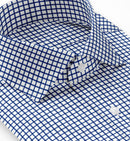 Image of a Blue & White Twill Checks Giza Cotton Shirting Fabric