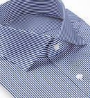 Image of a Blue & White Twill Stripes Giza Cotton Shirting Fabric