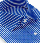 Image of a Blue & White Twill Stripes Giza Cotton Shirting Fabric
