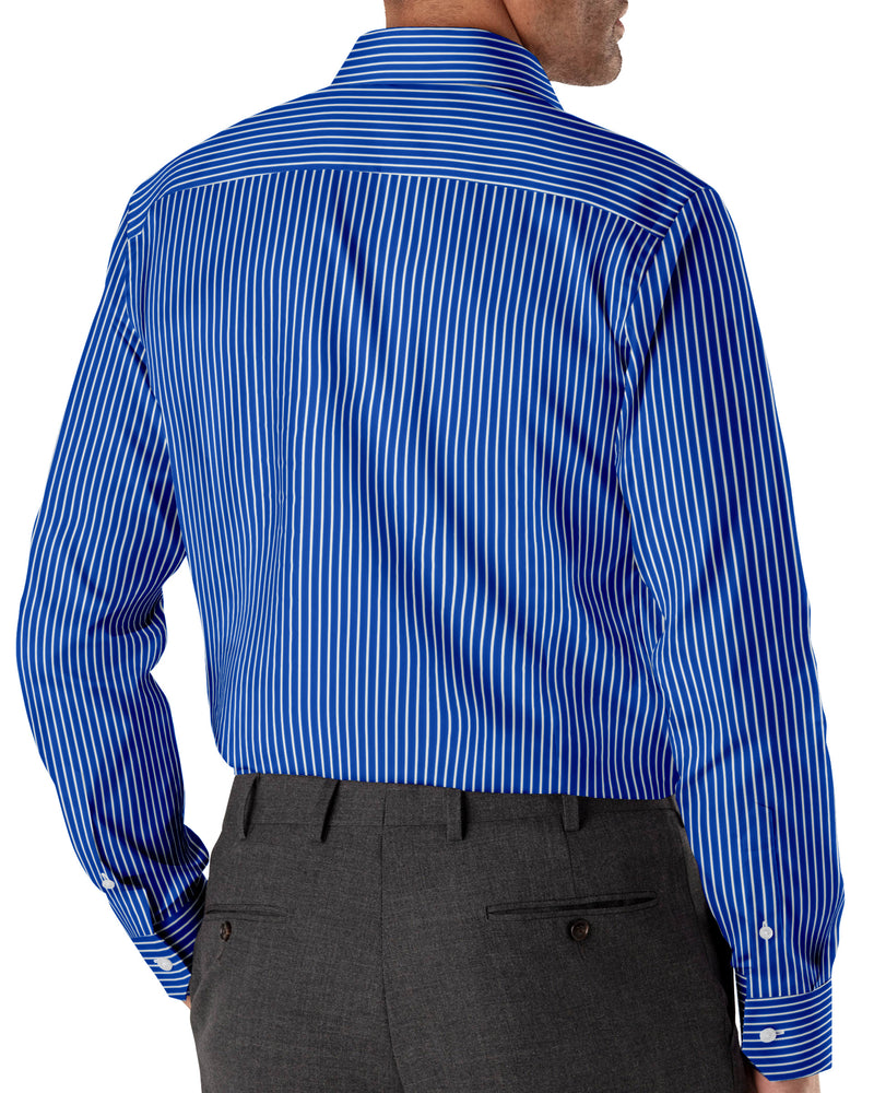 Image of a Blue & White Twill Stripes Giza Cotton Shirting Fabric