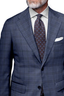 Image of a Blue & White Worsted Checks Merino Wool Blazers Fabric