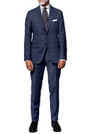 Image of a Blue & White Worsted Checks Merino Wool Blazers Fabric