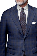 Image of a Blue & White Worsted Checks Merino Wool Blazers Fabric