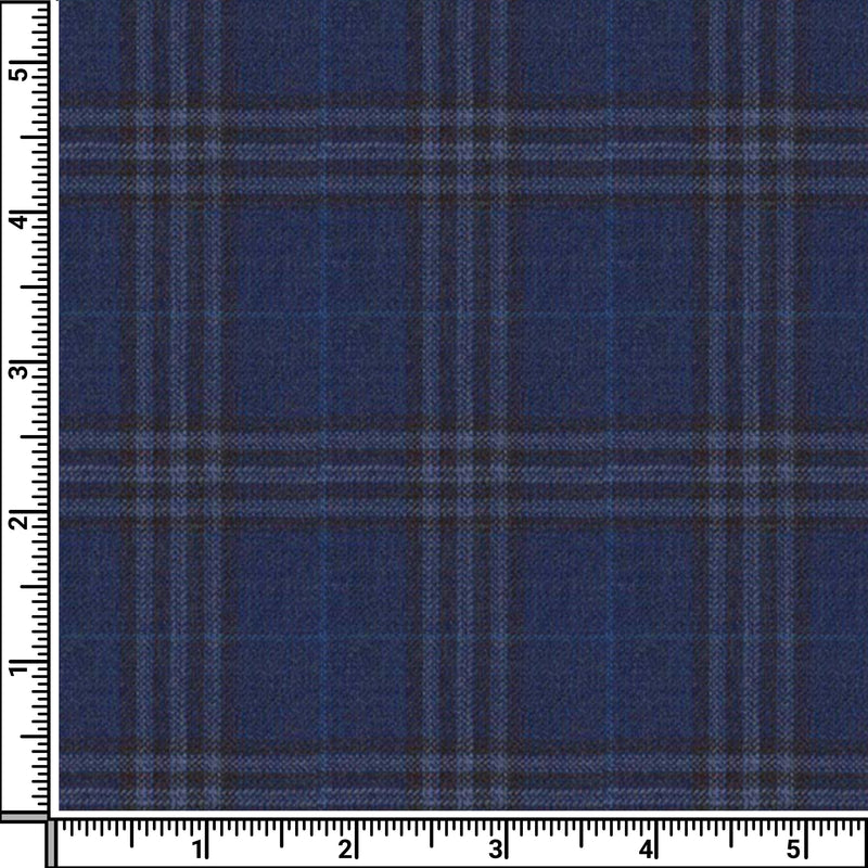 Image of a Blue & White Worsted Checks Merino Wool Pants Fabric