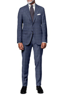 Image of a Blue & White Worsted Checks Merino Wool Suiting Fabric