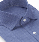 Image of a Blue Dobby Checks Giza Cotton Shirting Fabric