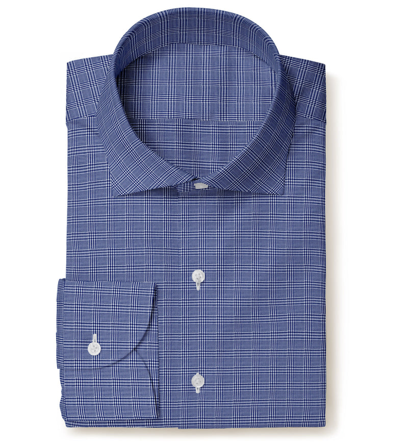 Image of a Blue Dobby Checks Giza Cotton Shirting Fabric