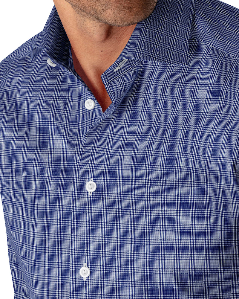 Image of a Blue Dobby Checks Giza Cotton Shirting Fabric