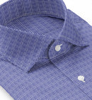 Image of a Blue Dobby Micropattern Cotton Linen Blend Shirting Fabric