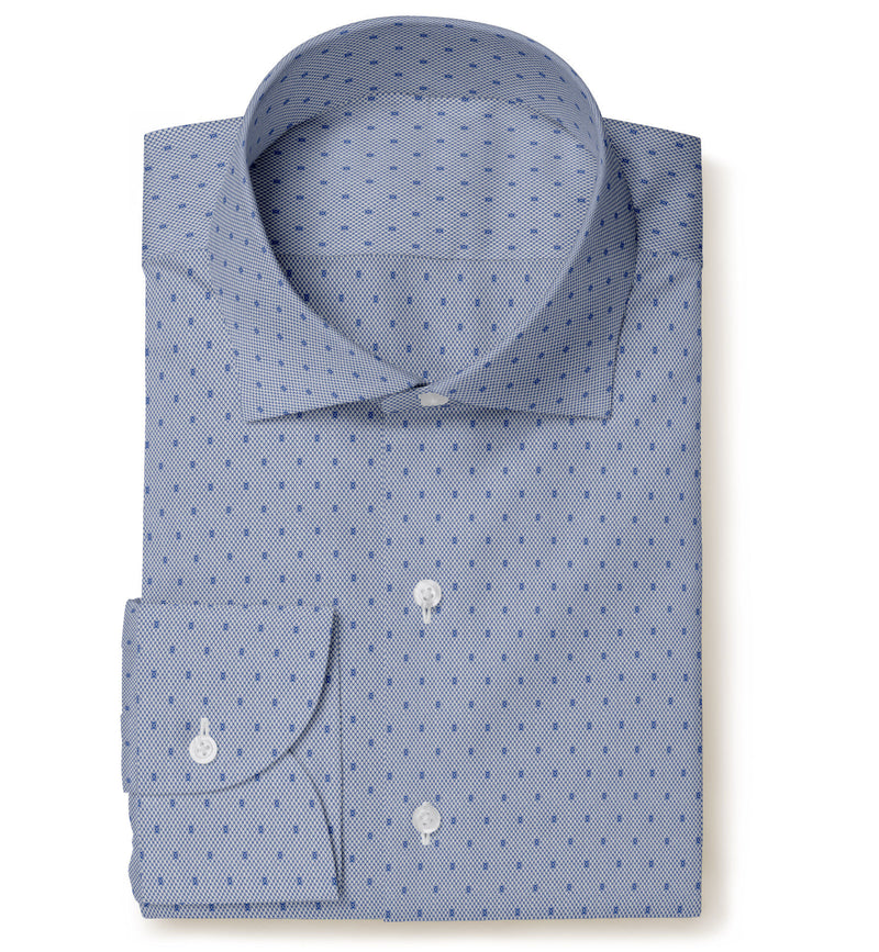 Image of a Blue Dobby Micropattern Giza Cotton Shirting Fabric