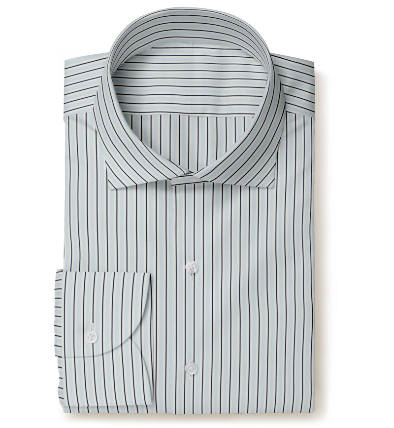 Image of a Blue Dobby Stripes Giza Cotton Shirting Fabric