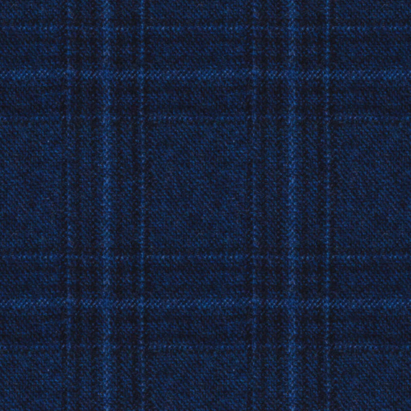 Image of a Blue Flannel Checks Merino Wool Suiting Fabric