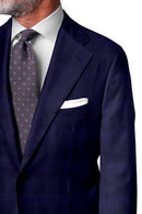 Image of a Blue Flannel Houndstooth Merino Wool Suiting Fabric