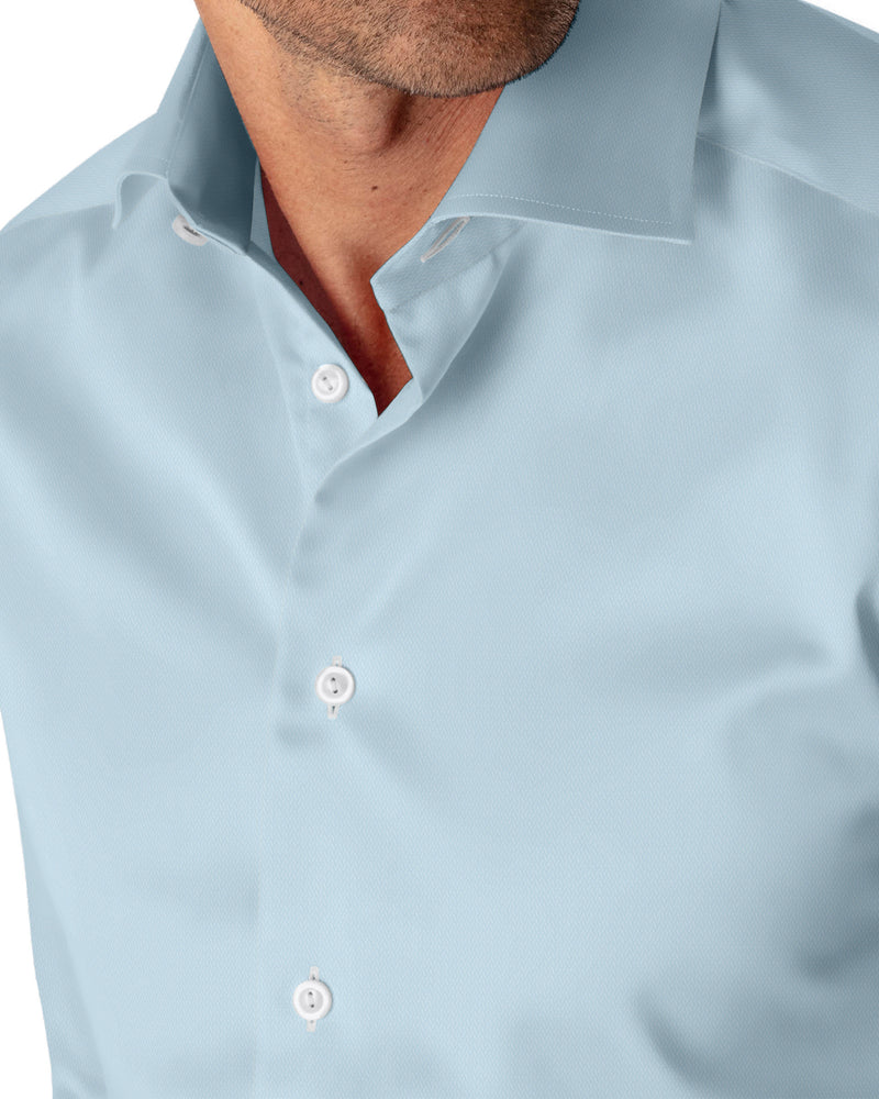 Image of a Blue Herringbone Micropattern Giza Cotton Shirting Fabric