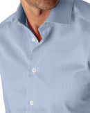 Image of a Blue Herringbone Micropattern Giza Cotton Shirting Fabric