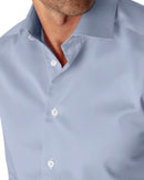 Image of a Blue Herringbone Micropattern Giza Cotton Shirting Fabric