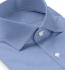 Image of a Blue Herringbone Micropattern Giza Cotton Shirting Fabric