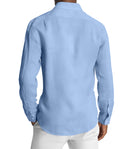 Image of a Blue Knit Micropattern Giza Cotton Shirting Fabric