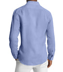 Image of a Blue Knit Micropattern Giza Cotton Shirting Fabric