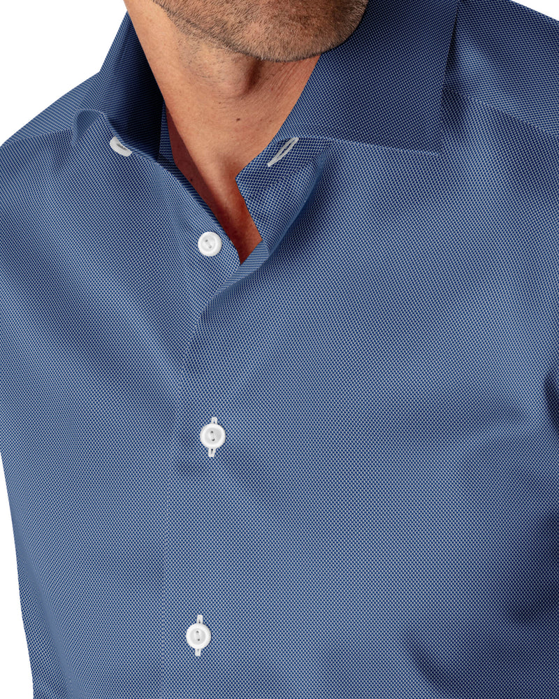 Image of a Blue Oxford Micropattern Giza Cotton Shirting Fabric