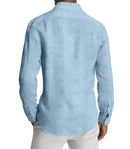 Image of a Blue Oxford Solids Linen Shirting Fabric