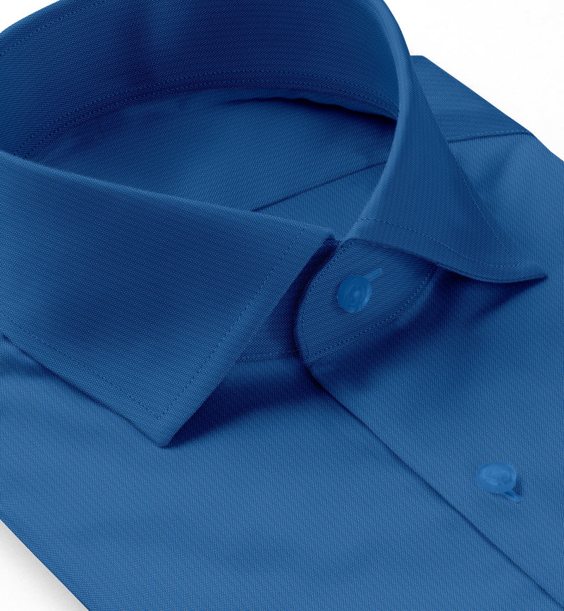 Image of a Blue Pinpoint Dobby Giza Cotton Shirting Fabric