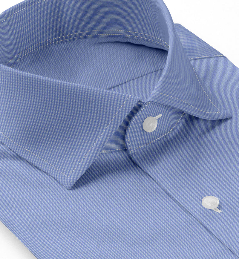 Image of a Blue Poplin Micropattern Giza Cotton Shirting Fabric