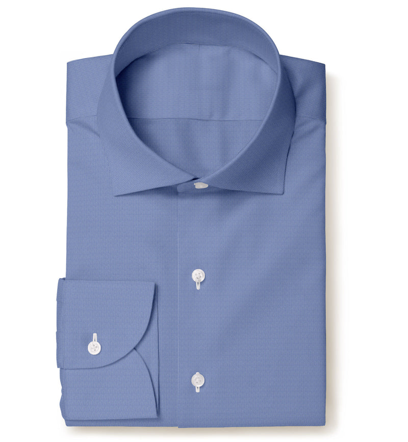 Image of a Blue Poplin Micropattern Giza Cotton Shirting Fabric