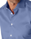 Image of a Blue Poplin Micropattern Giza Cotton Shirting Fabric